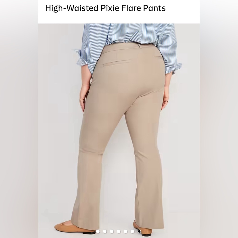 Old Navy Khaki High Rise Pixie Flare Trousers Size 24 - Picture 2 of 12